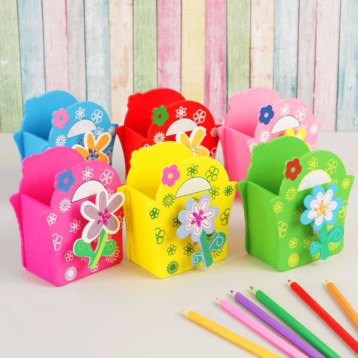 Карандашница "Цветок в корзине", МИКС