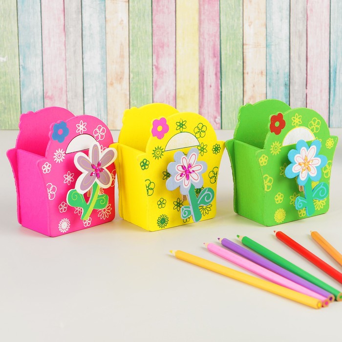 Карандашница "Цветок в корзине", МИКС