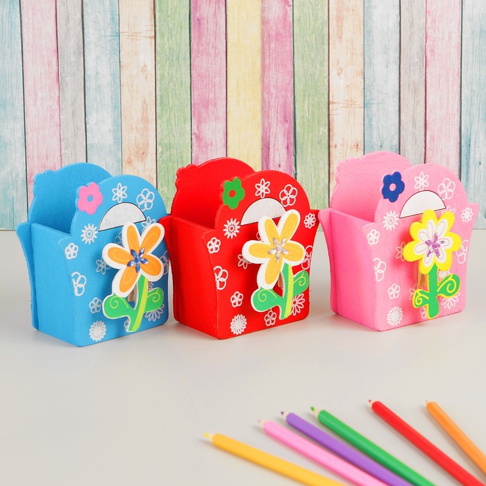 Карандашница "Цветок в корзине", МИКС