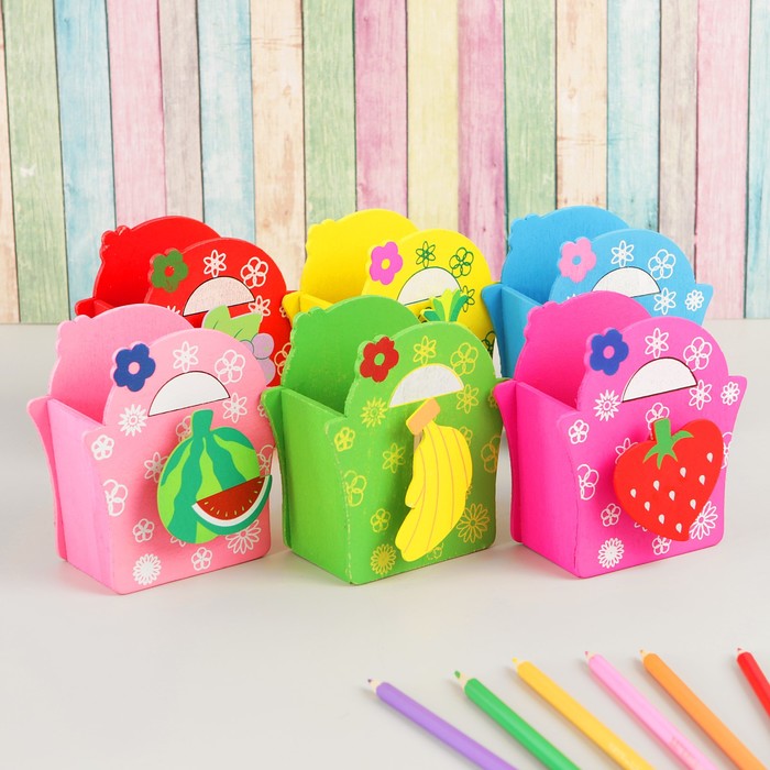 Карандашница "Корзина с фруктами", МИКС