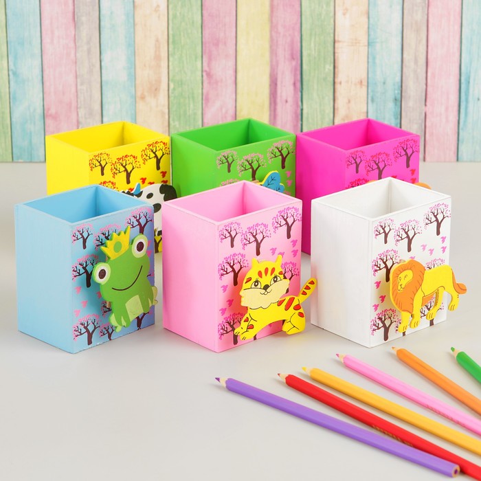 Карандашница "Веселые зверята", МИКС