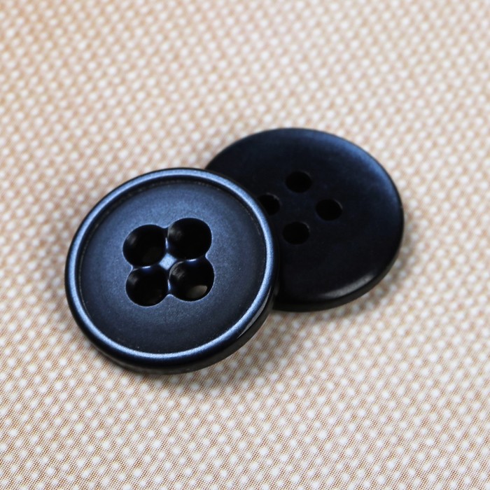 Пуговица костюмная, 4 прокола, 15мм, цвет синий