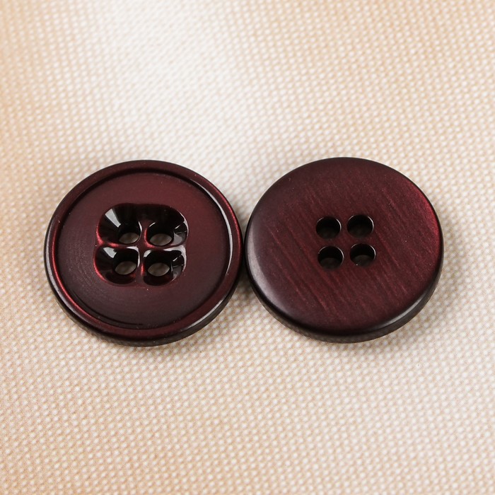 Пуговица костюмная, 4 прокола, 25мм, цвет бордовый