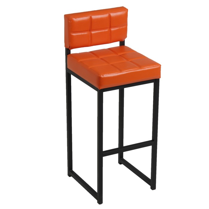 Стул барный ЛОФТ-1 со спинкой, черный/оранжевый