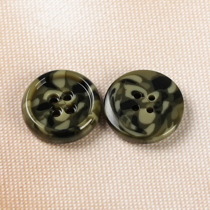 Пуговица декоративная, 4 прокола, 20мм, цвет оливковый