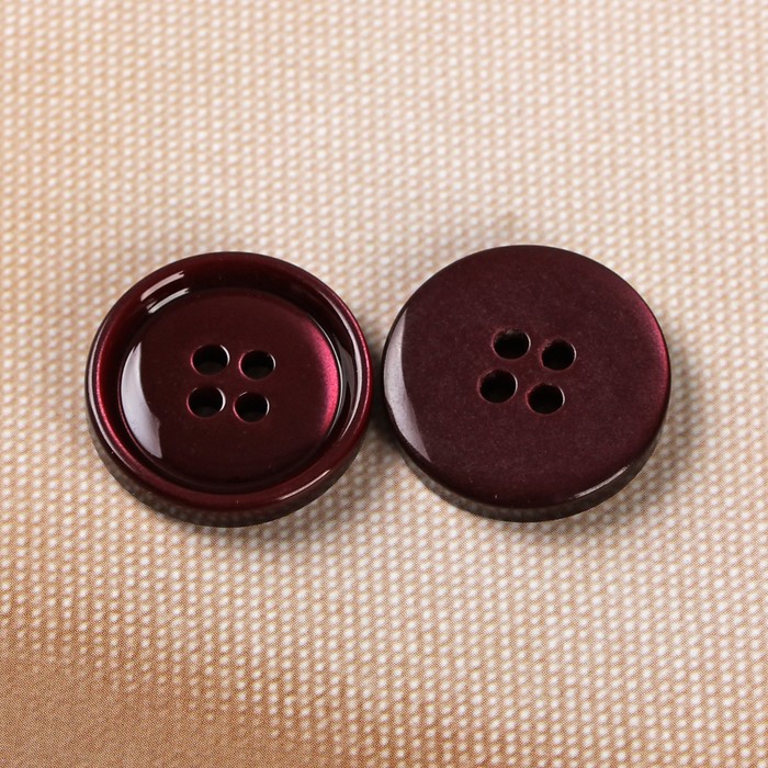 Пуговица костюмная, 4 прокола, 20мм, цвет бордовый