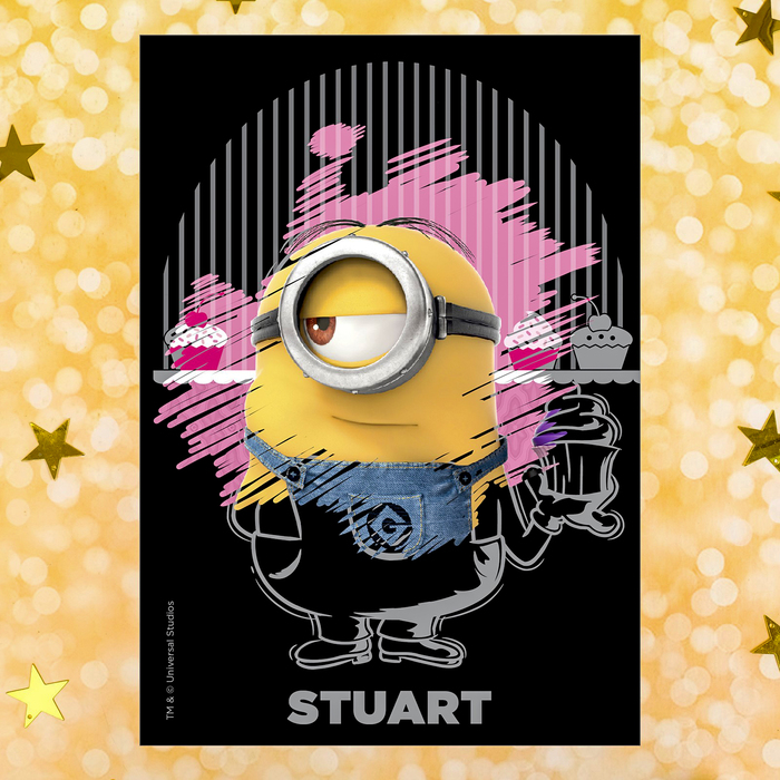 Гравюра "Миньон" с пироженкой Гадкий Я с цветным основанием А5+ штихель