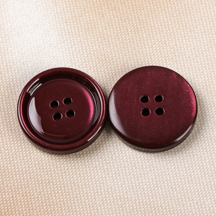 Пуговица костюмная, 4 прокола, 28мм, цвет бордовый