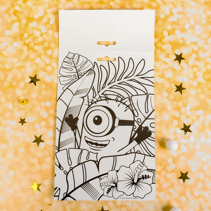 Гравюра "Пляж" Гадкий Я с металлическим эффектом - радуга А5+ штихель