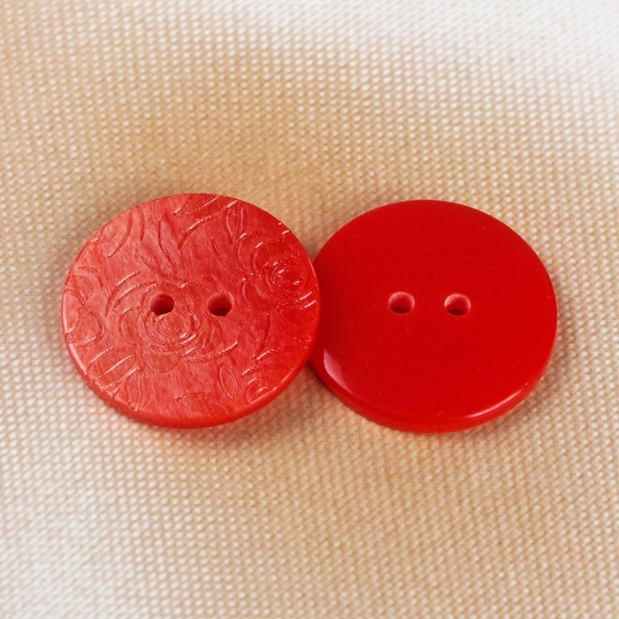 Пуговица декоративная, 2 прокола, 25мм, цвет красный
