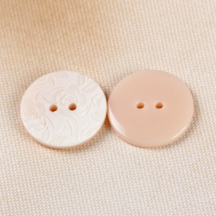 Пуговица декоративная, 2 прокола, 25мм, цвет персиковый