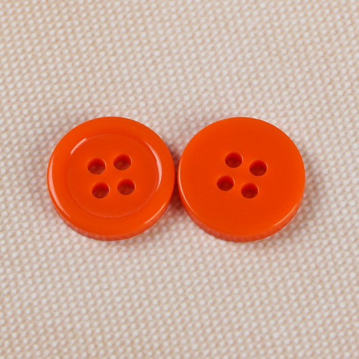 Пуговица блузочная/рубашечная, 4 прокола, 15мм, цвет оранжевый