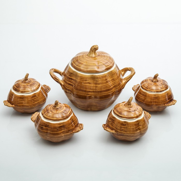 Столовый набор "Обжора" тополёк, супник и 4 горшочка