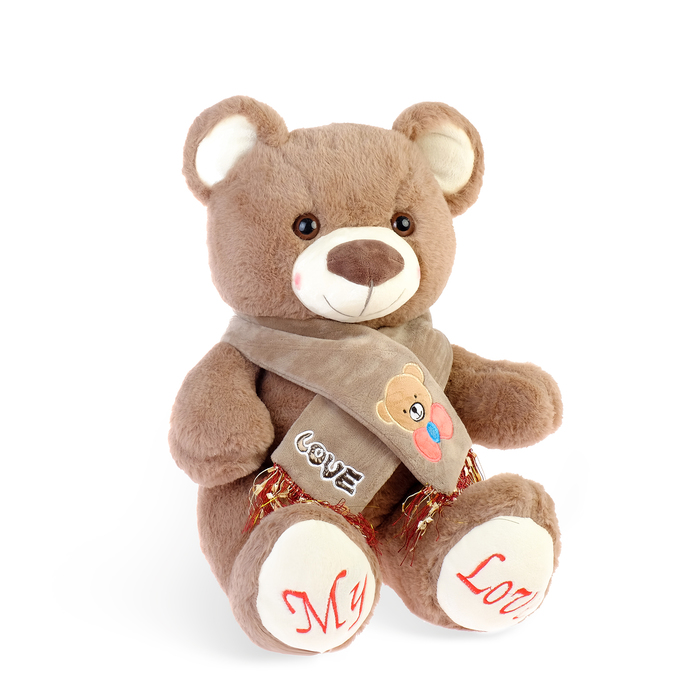 Мягкая игрушка "Медведь" с шарфом, 40 см, МИКС