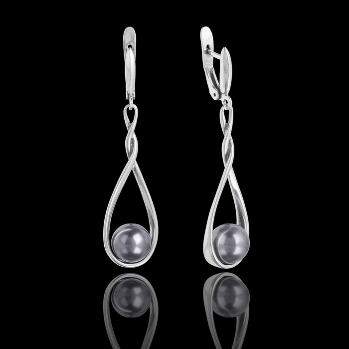 Серьги "Ригелла", цвет серый в чернёном серебре