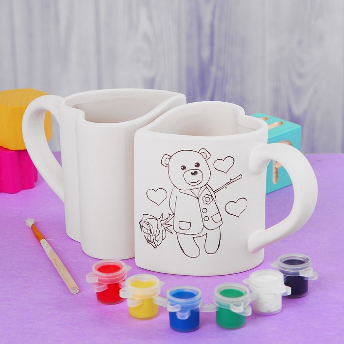 Набор для росписи керамических кружек "2 сердца" 2 шт (краски) 410-21717