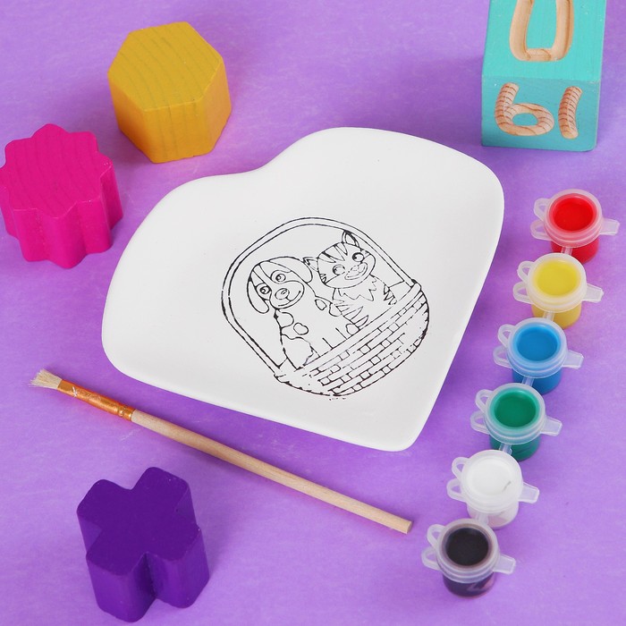 Набор для росписи керамической тарелки "Сердце" (краски) 410-21722