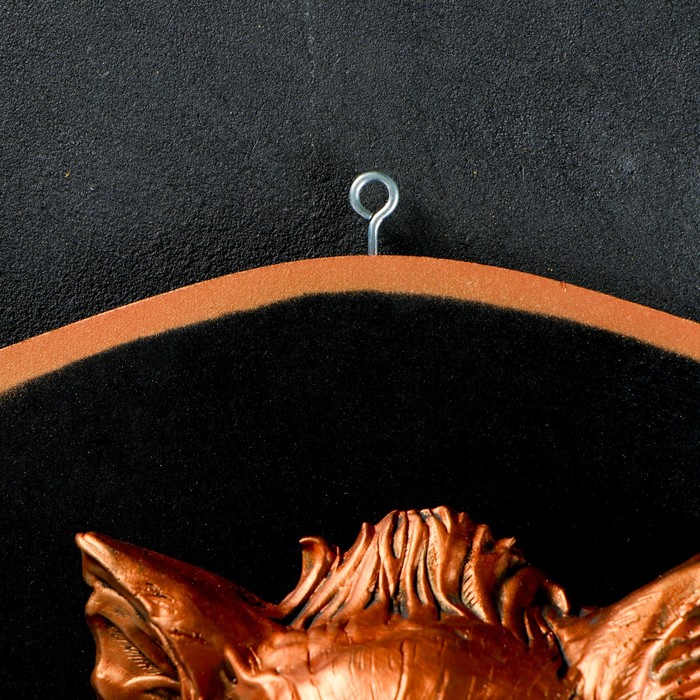 Панно "Голова кабана" медь, щит черный 40см