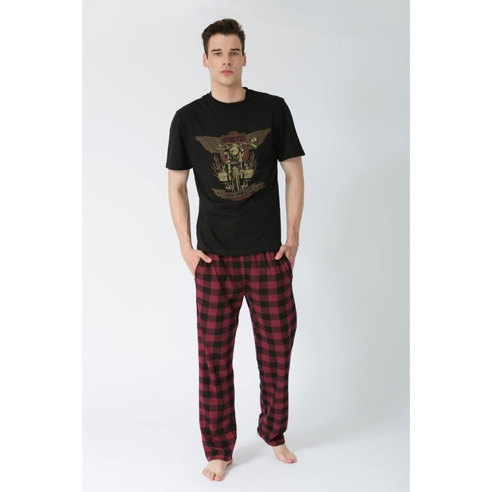 Пижама KAFTAN "Moto", черный, бордо, р.48-50, (брюки)