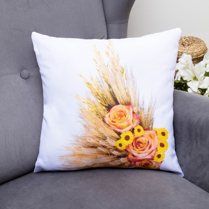 Подушка декоративная Изящество 05, 40х40см, габардин, синтетич. волокно, 160 гр/м