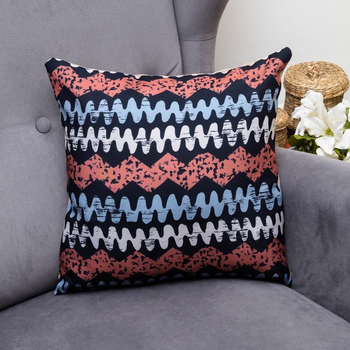 Подушка декоративная Зигзаг, 40х40см, габардин, синтетич. волокно, 160 гр/м