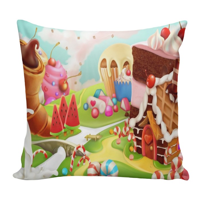 Подушка декоративная Сладкий мир, 40х40см, габардин, синтетич. волокно, 160 гр/м
