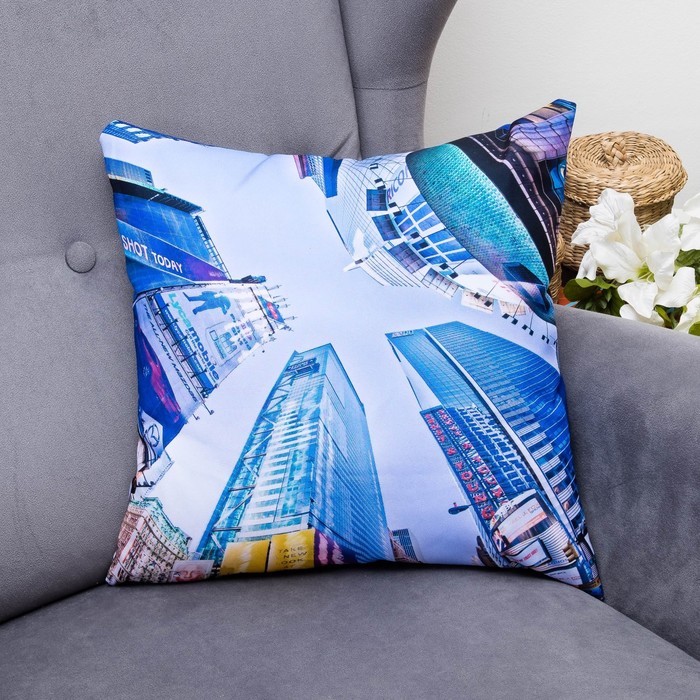 Подушка декоративная Каменные джунгли, 40х40см, габардин, синтетич. волокно, 160 гр/м