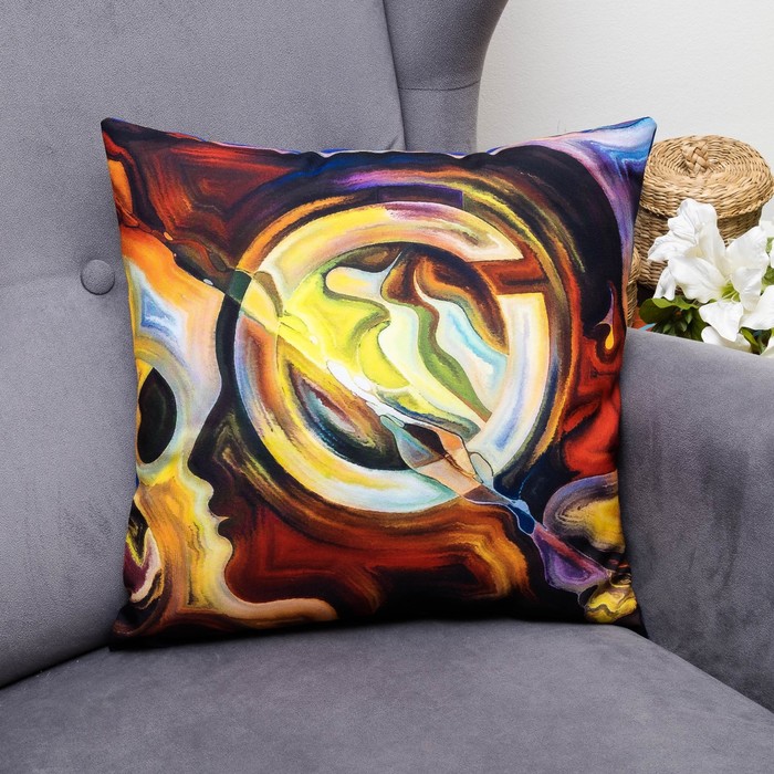 Подушка декоративная Палитра, 40х40см, габардин, синтетич. волокно, 160 гр/м