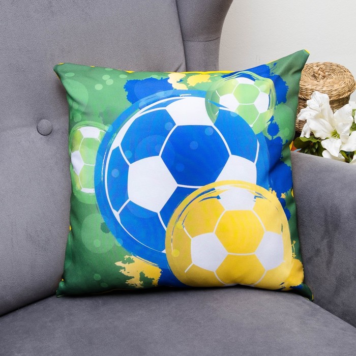 Подушка декоративная Футбол 3, 40х40см, габардин, синтетич. волокно, 160 гр/м