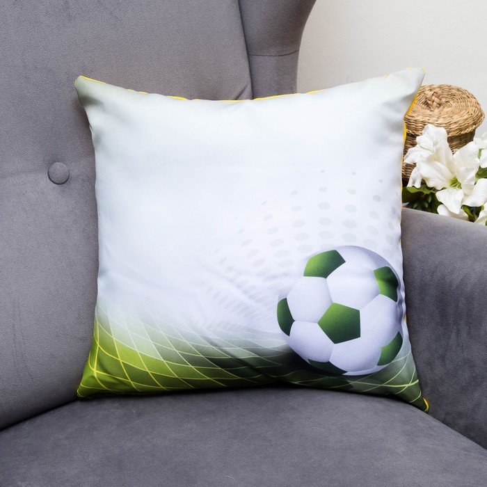 Подушка декоративная Футбол 4, 40х40см, габардин, синтетич. волокно, 160 гр/м