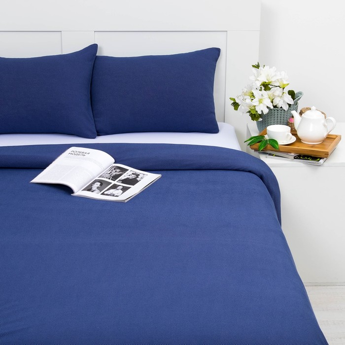 Постельное бельё Лакоста евро индиго 200х220см, 200х200см, 50х70см-2 шт, трикотаж, хл 100%