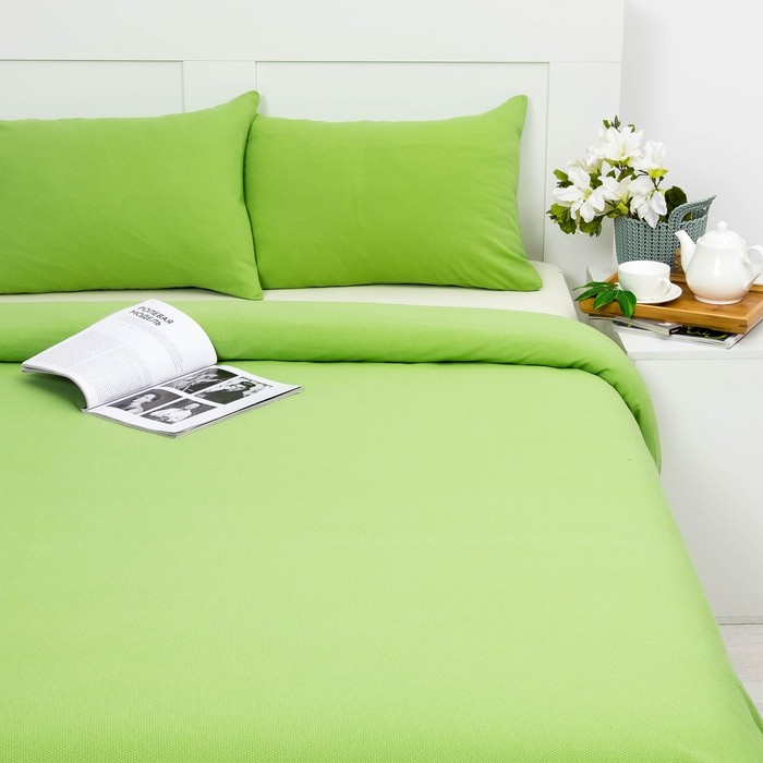 Постельное бельё Лакоста евро фисташка 200х220см, 200х200см, 50х70см-2 шт, трикотаж, хл 100%