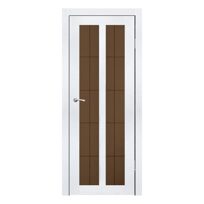 Дверное полотно остекленное Бордо Ясень белый бронза сатин пескоструй клетка 2000х600