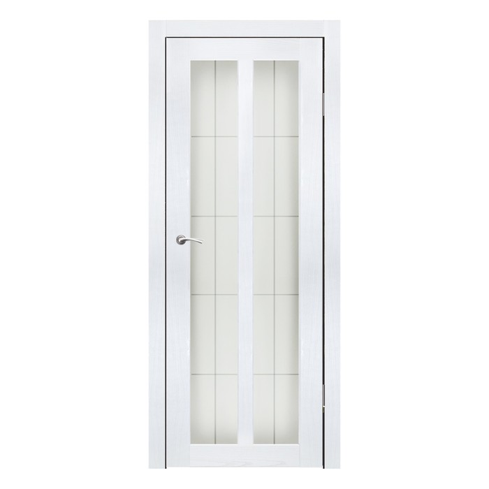 Дверное полотно остекленное Бордо Ясень белый пескоструй клетка 2000х700