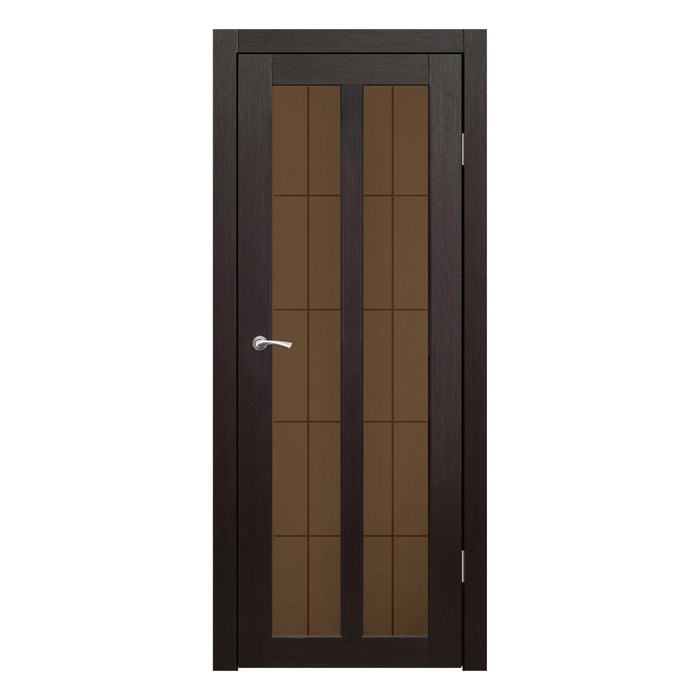 Дверное полотно остекленное Бордо Венге бронза сатин пескоструй клетка 2000х700