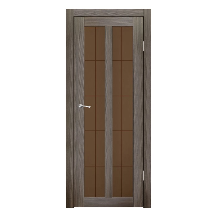 Дверное полотно остекленное Бордо Какао бронза сатин пескоструй клетка 2000х900