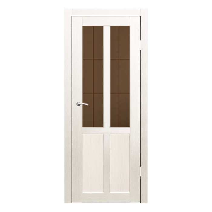 Дверное полотно остекленное Рона Дуб перламутр бронза сатин пескоструй клетка 2000х600