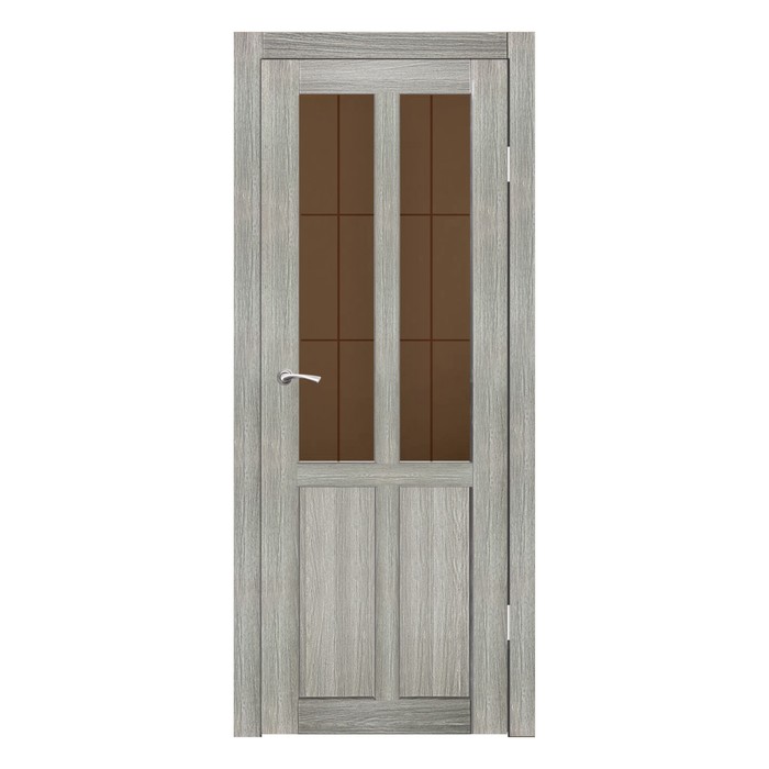 Дверное полотно остекленное Рона Джерси бронза сатин пескоструй клетка 2000х600