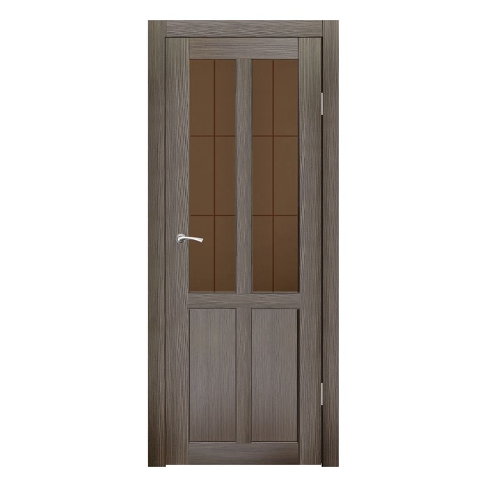 Дверное полотно остекленное Рона Какао бронза сатин пескоструй клетка 2000х600