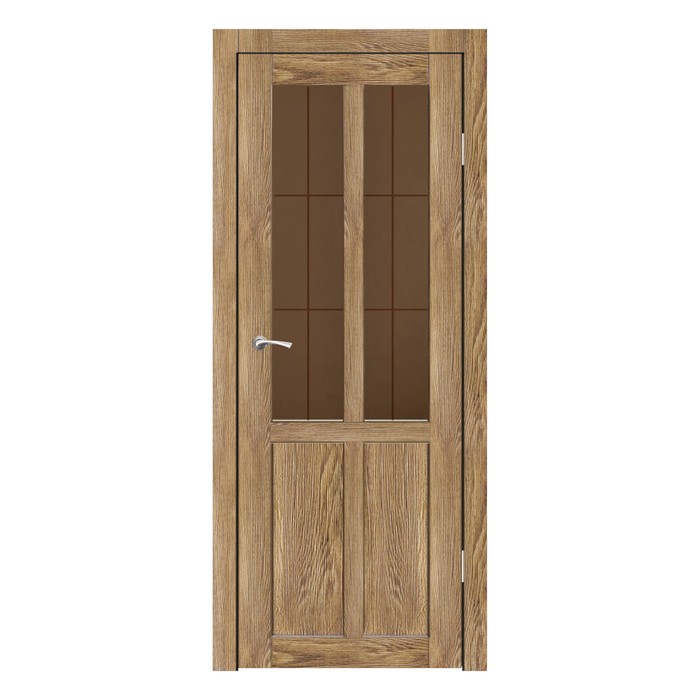 Дверное полотно остекленное Рона Ель Карпатская бронза сатин пескоструй клетка 2000х800