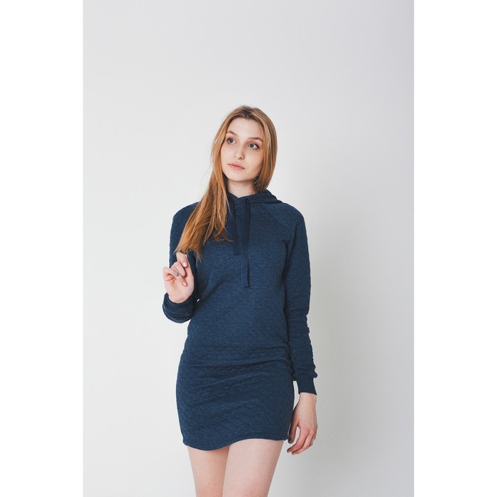 Платье женское KAFTAN с капюшоном, р-р 48-50, индиго, 60% хл., 40% п/э