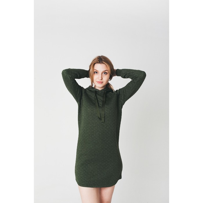 Платье женское KAFTAN с капюшоном, р-р 48-50, хаки, 60% хл., 40% п/э