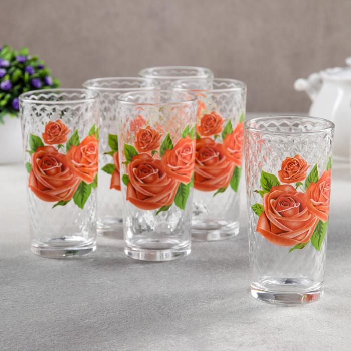 Набор стаканов 230 мл "Букеты" для коктейля, 6 шт, МИКС