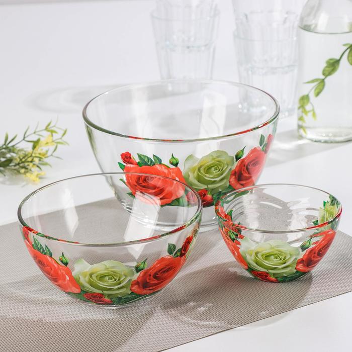 Набор салатников "Цветник", 3 шт: 11 см (215 мл), 15,8 см (450 мл), 18,8 см (925 мл), МИКС