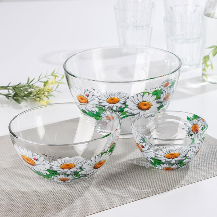 Набор салатников "Цветник", 3 шт: 11 см (215 мл), 15,8 см (450 мл), 18,8 см (925 мл), МИКС