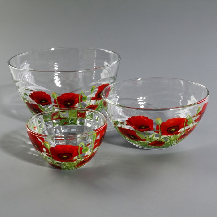 Набор салатников "Цветник", 3 шт: 11 см (215 мл), 15,8 см (450 мл), 18,8 см (925 мл), МИКС