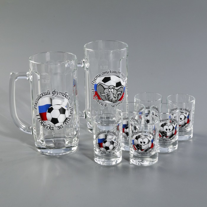 Набор питьевой "Футбол", 8 предметов: 2 кружки 330 мл, 6 стопок 50 мл, МИКС