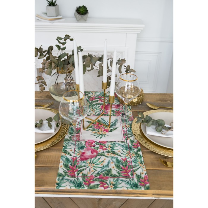 Дорожка "Этель" Фламинго 30*68 см, 100% хлопок, саржа 190 г/м2