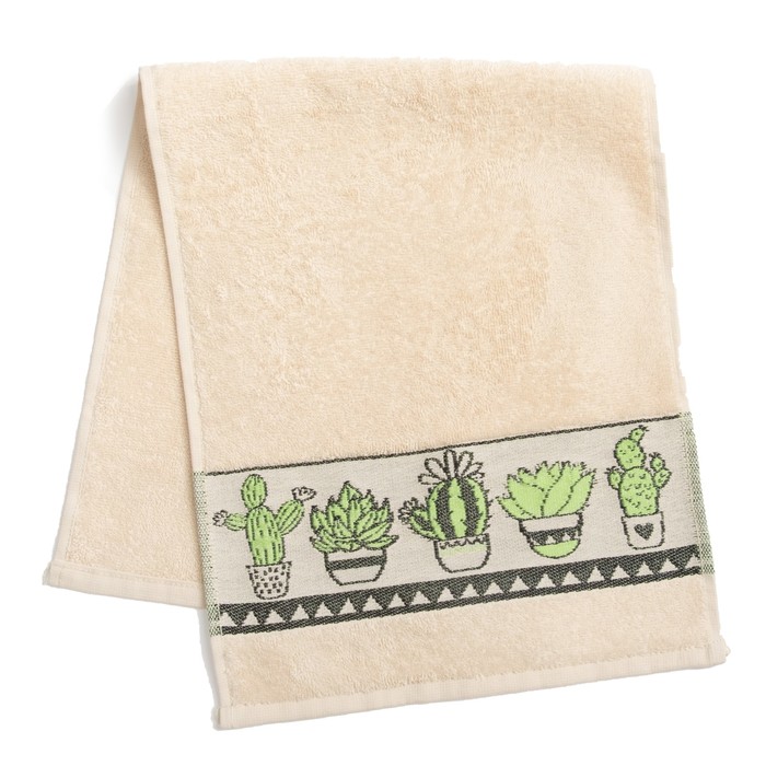Полотенце махровое Collorista «Кактусы», 30 х 70 см, 100 % хлопок, 370 г/м²