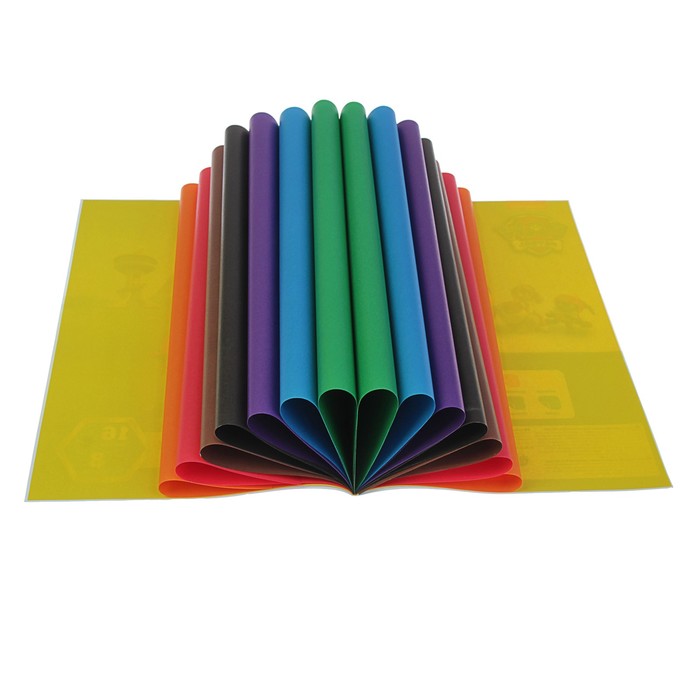 Бумага цветная двусторонняя 16 листов. 8 цветов "Щенячий патруль", газетная 49 г/м2